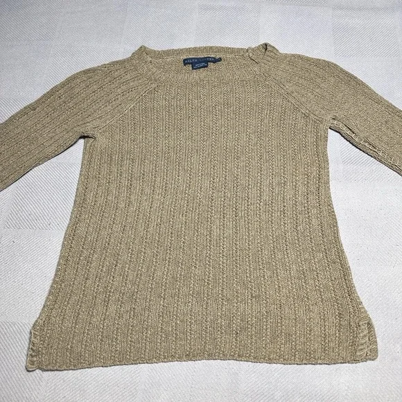 Ralph Lauren Mulberry Silk Knit Sweater Womens Medium Brown Elbow‎ Patch Luxury - Picture 2 of 9